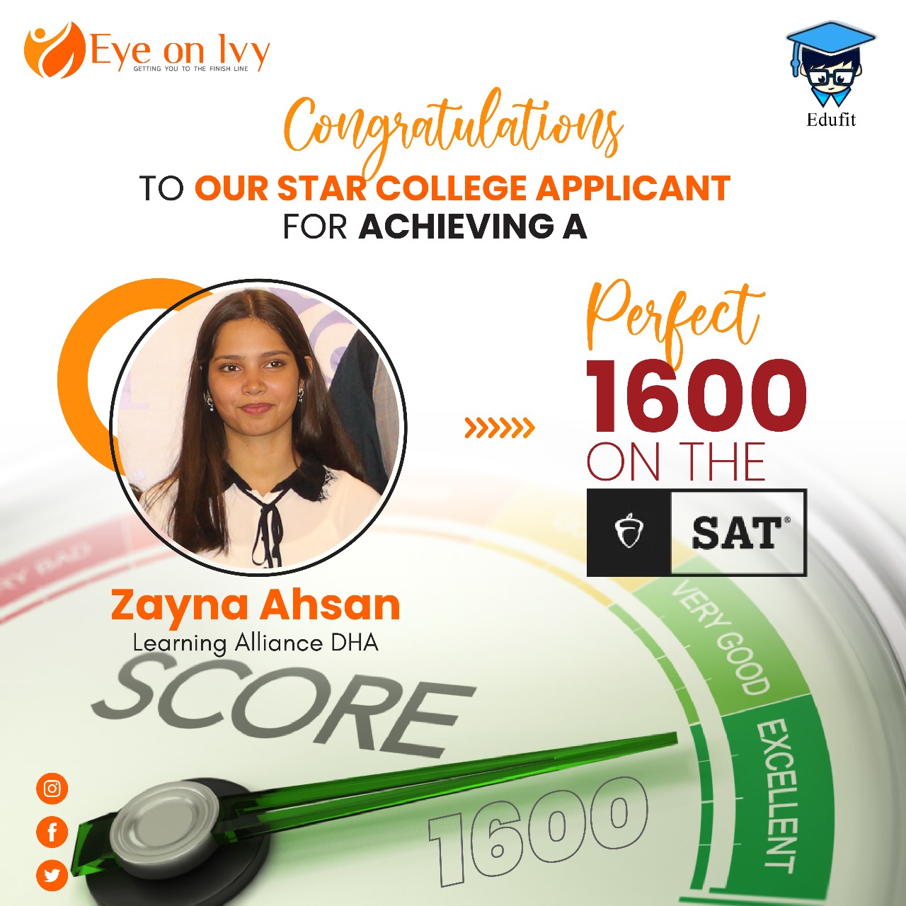 Zayna Ahsan (LA DHA) - Perfect 1600 on the SAT - Edufit